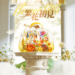 正品费米盒子繁花初见S43007积木手提花礼盒拼插花手工摆件玩具