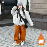 女童夹棉加厚排骨棉服2025年冬季新款休闲保暖棉衣中大童短款外套，童装棉衣，祺儿童装