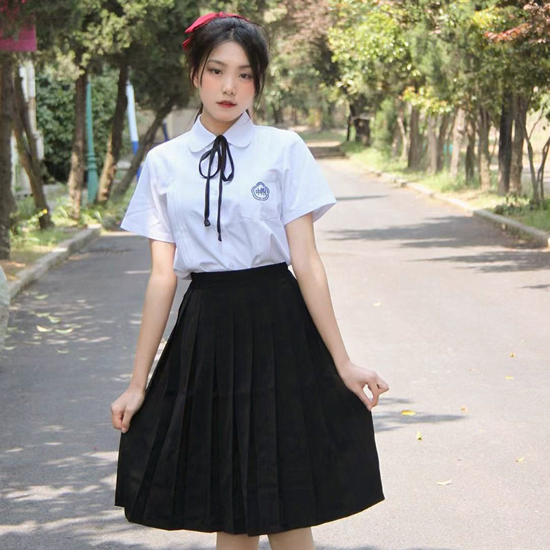 jk制服白衬衫附中风琴褶学院风毕业季班服校服短裙风琴褶衬衫套装