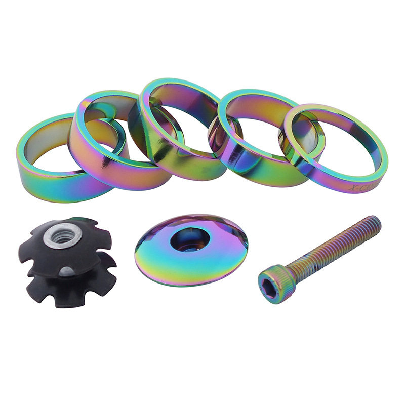 X-CANSUN山地公路死飞前叉炫彩垫圈自行车28.6碗组垫片太阳花套件