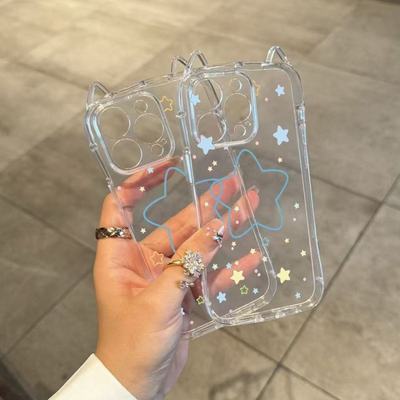 蓝色星星透明猫耳朵苹果iPhone