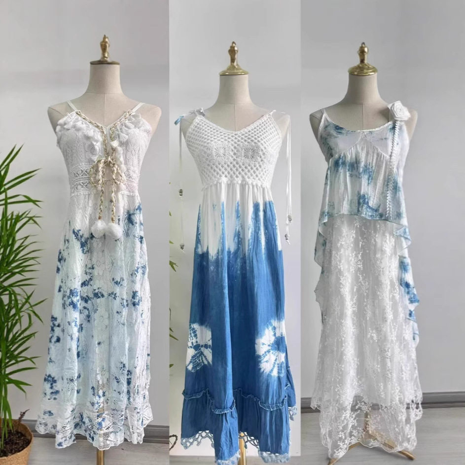 云南扎染吊带裙女文艺度假旅游拍照摄影海滩穿搭扎染吊带裙长裙,女装/女士精品,连衣裙,淘宝优惠券,粉丝福利购,淘宝优惠卷