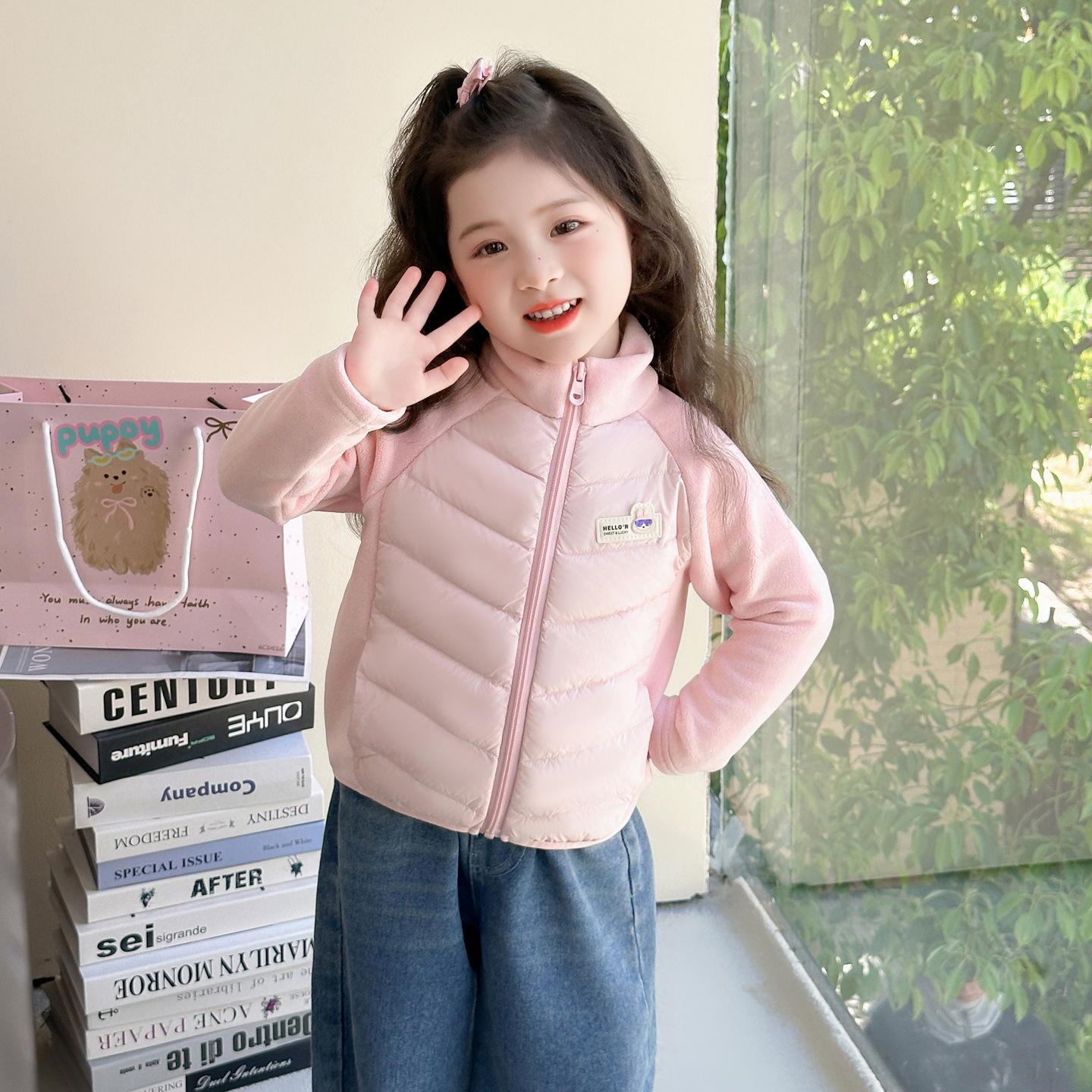 女小童轻薄羽绒服秋冬款2025新款加厚内胆冬装幼儿园校服神器P84，童装羽绒服，祺妙童装