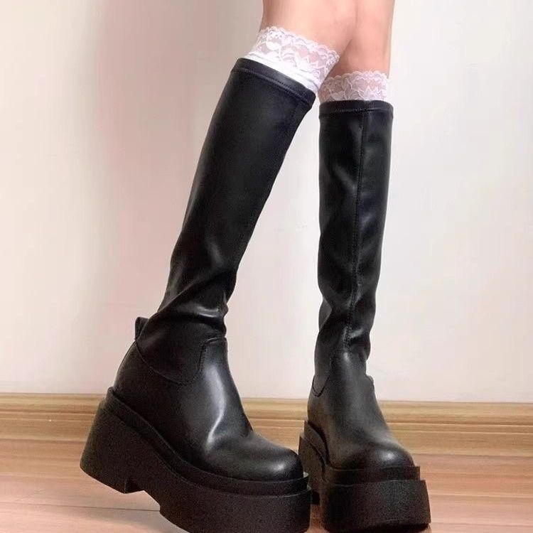 厚底长筒靴小个子筒靴子女2025新款爆款秋冬骑士靴弹力瘦瘦靴