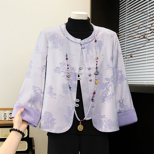 母亲节大气端庄妈妈衣服早春薄款开衫上衣中老年女装春装外套提花