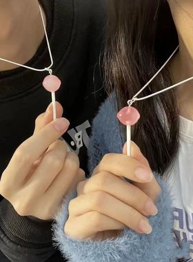 创意ins棒棒糖项链女学生可爱糖果色水晶吊坠抖音快手同款锁骨链