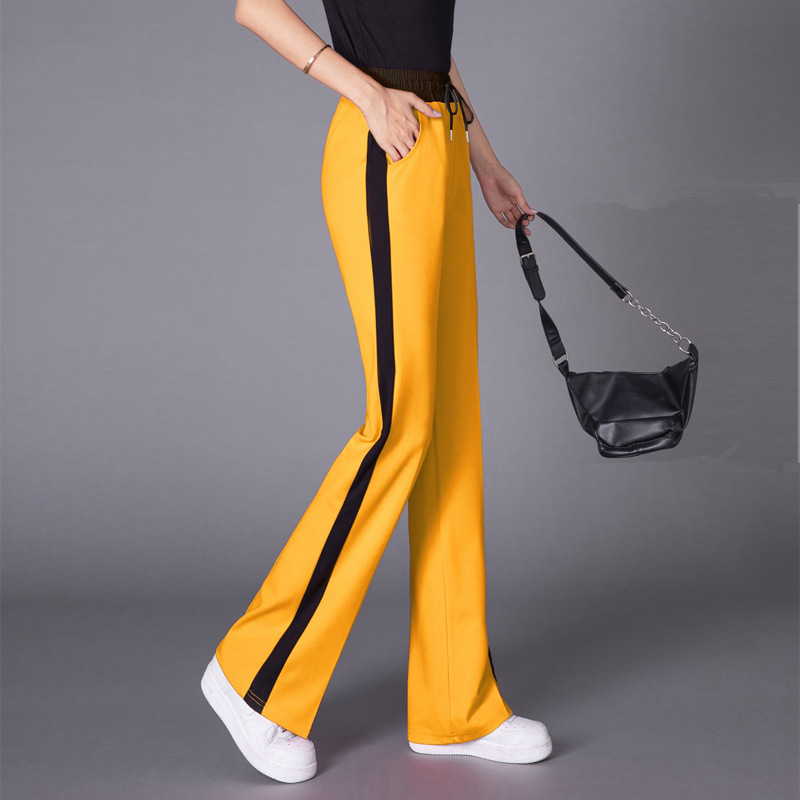 黄色垂感佳木斯广场舞蹈时尚坠感宽松直筒休闲运动健身跳操拖地裤