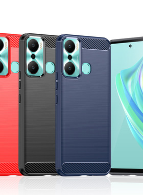 适用传音Hot20Play手机壳Infinix Hot20Play纯色简约拉丝碳纤维纹防滑防指纹保护套全包边防摔软壳套