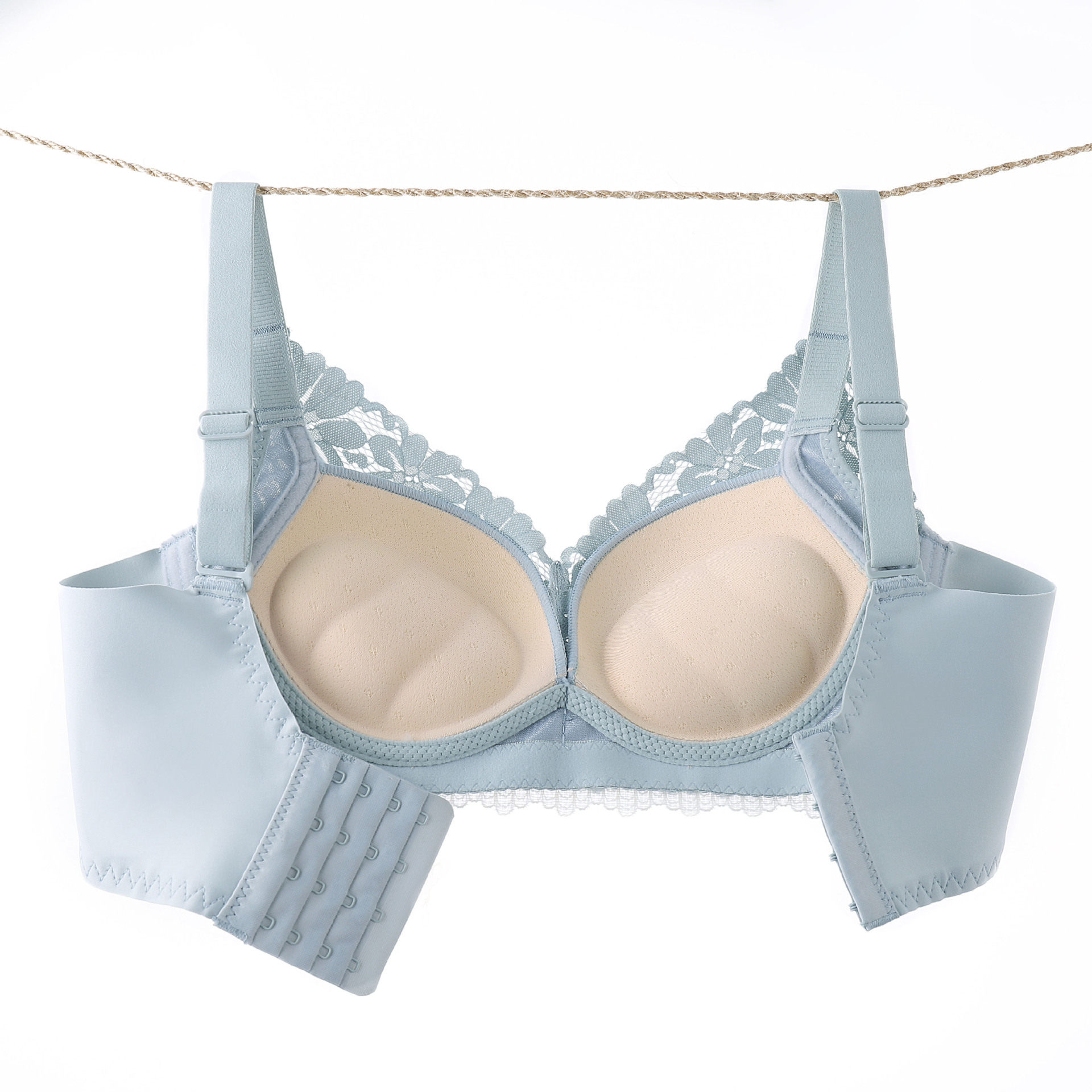 新品乳胶棉加厚AB小杯性感蕾丝内衣馒头杯无钢圈无磁文胸