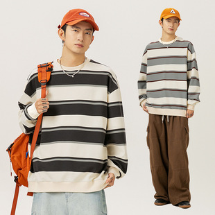 L3887 潮牌宽松情侣套头打底衫 P51控88 新款 撞色拼接圆领卫衣秋季