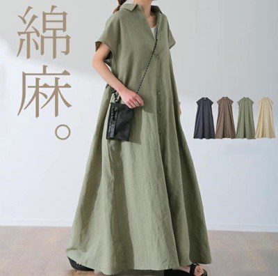 2025韩系新款棉麻衬衫裙