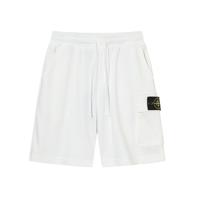 Cross-Border Stone-Patterned Micro-Label Compass Logo Casual Pocket Shorts Functional Sports Drawstring Casual Solid Col foto 2