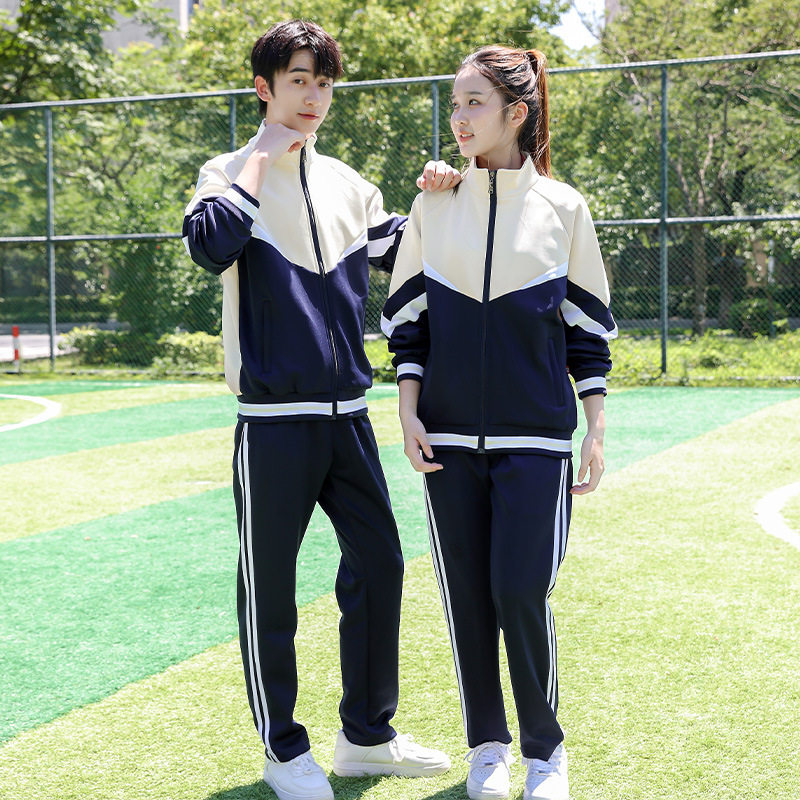 中小学生校服套装春秋季初中生班服三件套夏季Polo衫中生长袖外套