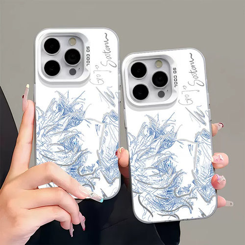 Sketch Line Art Phone Case 适用 iPhone 17 Pro Max 16 15 14 13 12 Color Silver Cover Protective Shell
