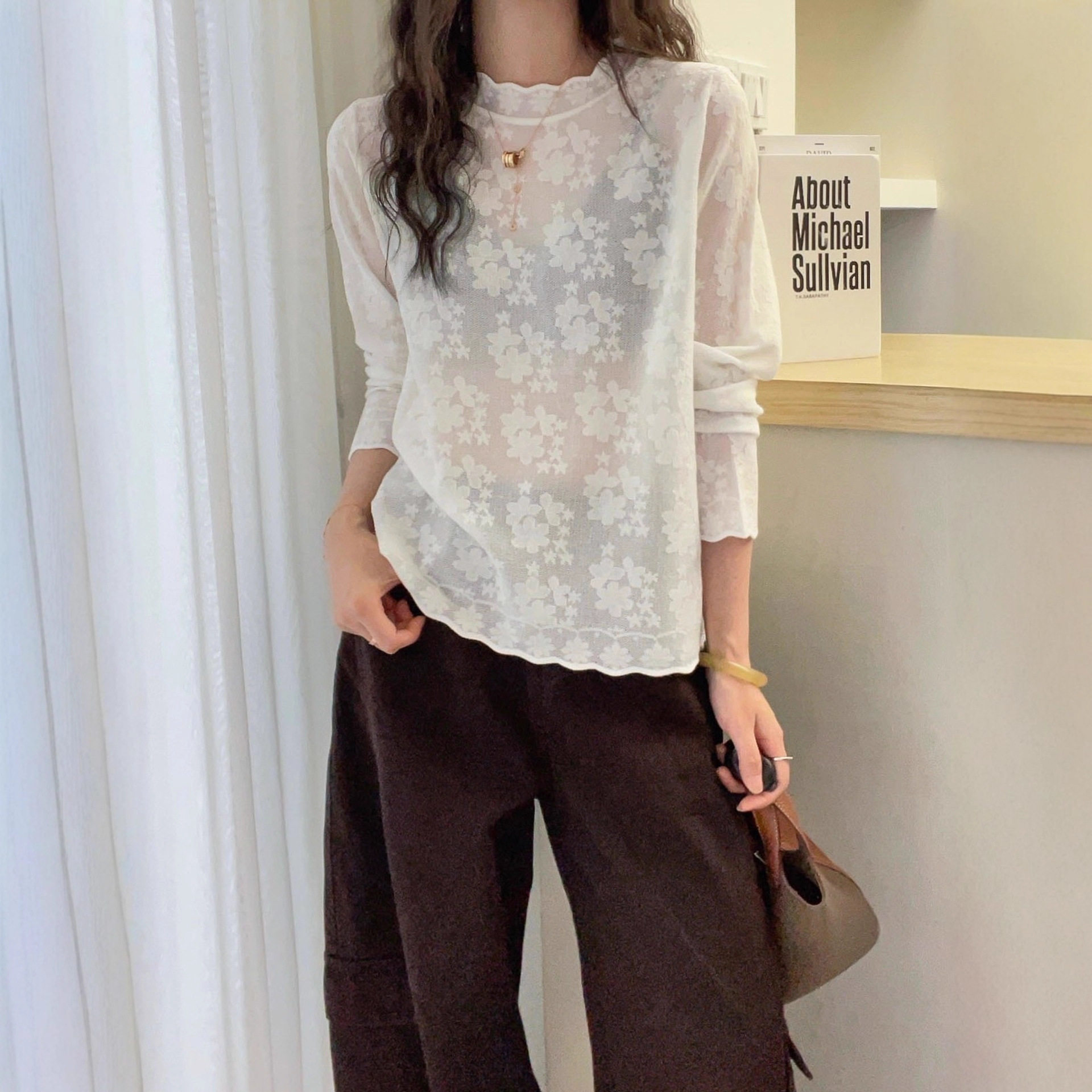 小半领蕾丝针织衫女欧洲站2025秋装新款欧货女装打底小衫潮