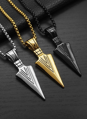 复古挂饰嘻哈项链欧美吊坠尖矛
