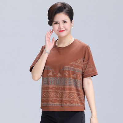 中年妈妈短袖上衣大码女装200斤