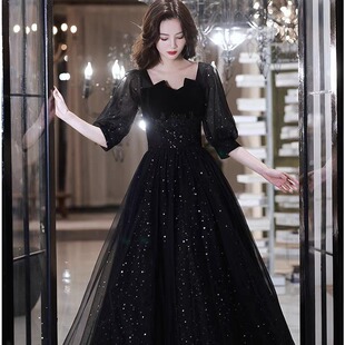 大码晚礼服新款显瘦演出服成人礼毕业季晚会年会主持人复古性感女