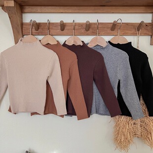 2025韩版儿童打底衫秋冬款百搭男女童纯色宝宝修身弹力半高领毛衣
