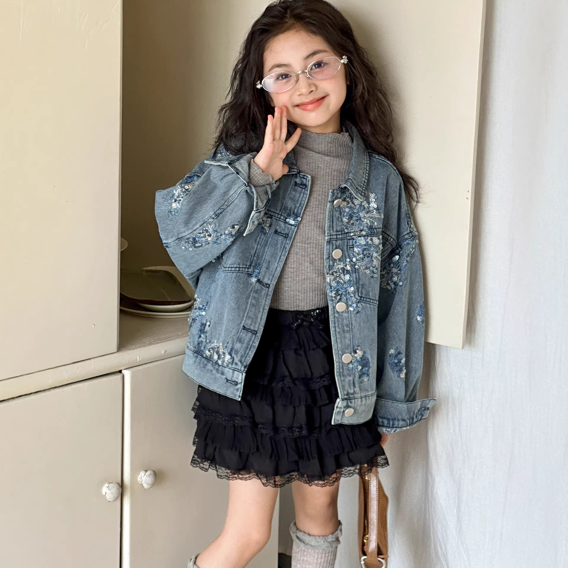 小红鱼女童牛仔外套2026春装新款儿童上衣女大童设计感春季夹克衫,童装/婴儿装/亲子装,儿童牛仔外套,淘宝优惠券,粉丝福利购,淘宝优惠卷