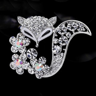 胸花女饰品 日韩时尚 可爱水晶个性 滴油狐狸胸针开衫 毛衣别针扣西装