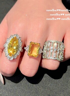 戒指复古辛德瑞拉暮光黄马眼石