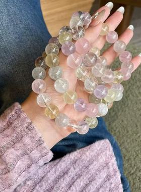 天然冰淇淋水晶手串新中式多彩萤石手链女款多巴胺欧美水晶手链