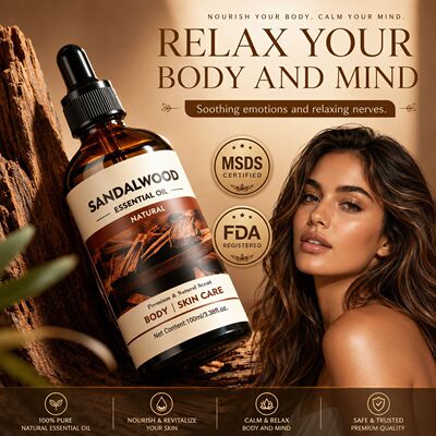跨境Sandalwood Essential Oil淡香舒缓檀香精油SPA按摩身体油