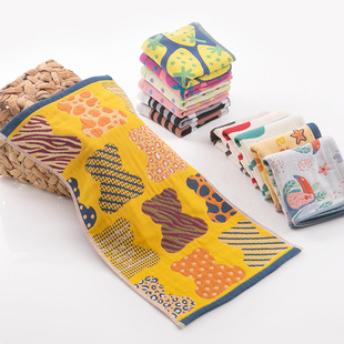 25X50cm纯棉4层纱布儿童小毛巾洗脸吸水不掉毛卡通幼儿园童巾