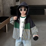 童秋外套2025新款炸街痞帅连帽衫秋季上衣韩版儿童夹克衫P72，童装外套，祺妙童装