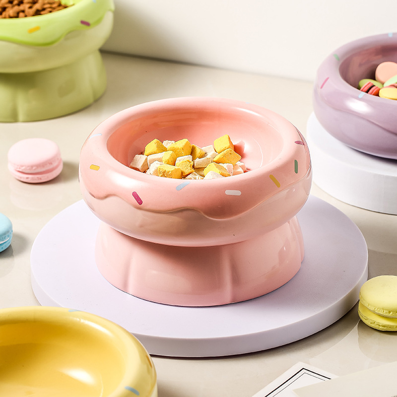 陶瓷宠物碗高脚贝果碗猫咪猫