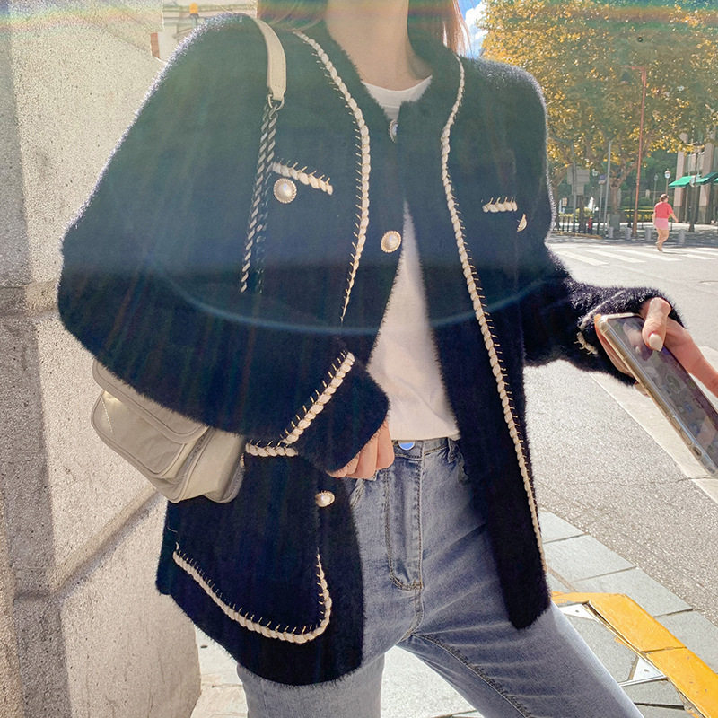 针织开衫宽松秋季宽松开衫针织女
