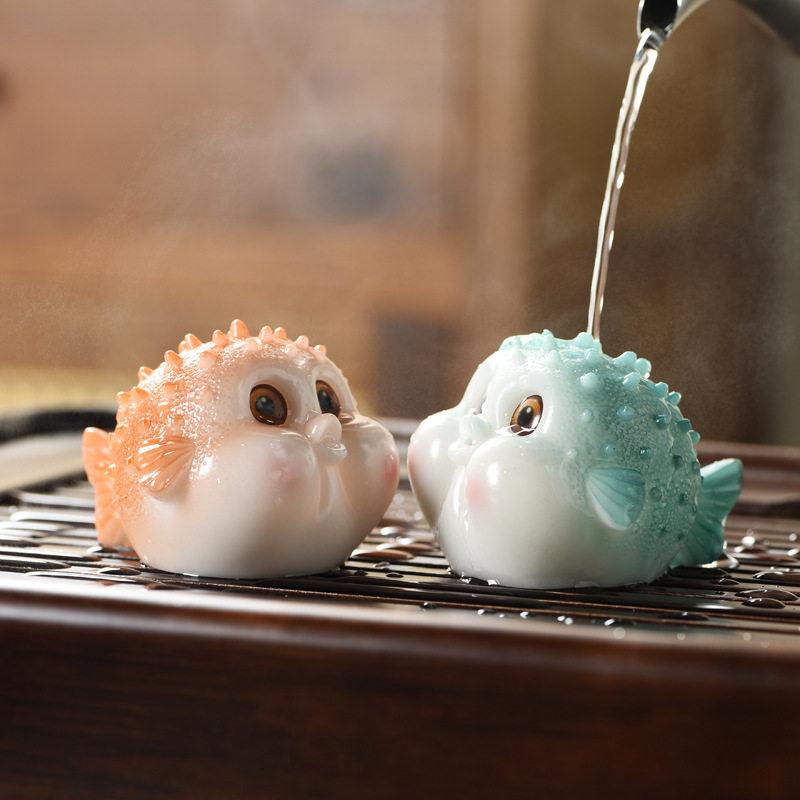 创意遇热变色茶宠河豚鱼桌面摆件茶盘装饰品茶玩跨境新品茶道配件,餐饮具,茶宠摆件,淘宝优惠券,粉丝福利购,淘宝优惠卷