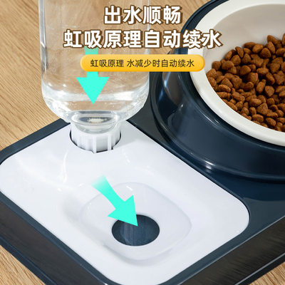 猫碗陶瓷斜口保护颈椎自动饮水狗碗狗盆防打翻狗食盆猫食盆全包邮