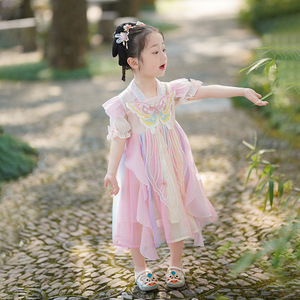 女童汉服夏装古装裙子儿童中国风唐装襦裙夏季女孩童装超仙古风裙