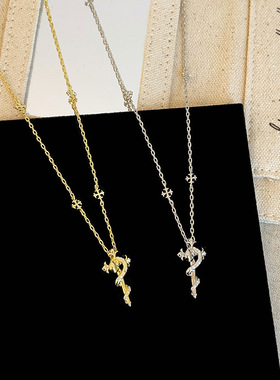 法式中古金色点钻灵蛇项链女精致级感锁骨链复古时尚百搭颈链潮