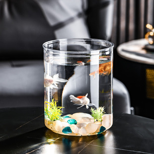 造景生态家用客厅公室鱼缸 创意斗鱼专用缸 推荐 小号立柱金鱼缸