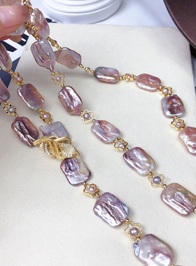 不规则巴洛克天然珍珠项链女轻奢小众珍珠毛衣链新款爆款