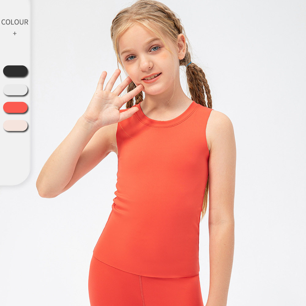 新款女童紧身瑜伽服背心亲肤速干儿童装舞蹈训练背心运动衣服