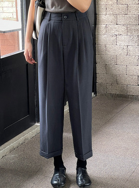 翡格依GN2023秋季新款小个裤子西装裤高腰显瘦宽松小脚裤烟管西裤
