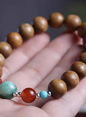 金丝楠木绿松石玛瑙DIY