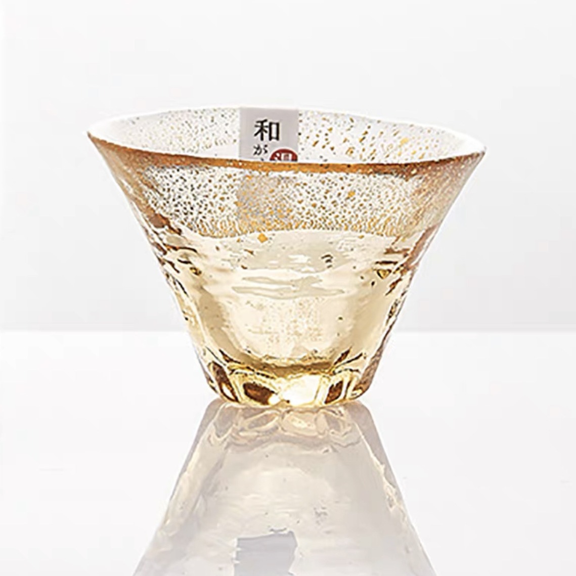 日式金箔东洋佐佐木富士山樱花杯手工金箔清酒杯玻璃冷酒杯小茶杯