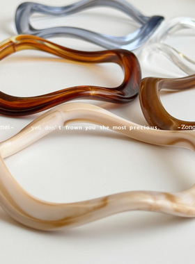 极简chic手镯不规则波浪设计树脂大理石混色文艺简约叠戴ins镯子