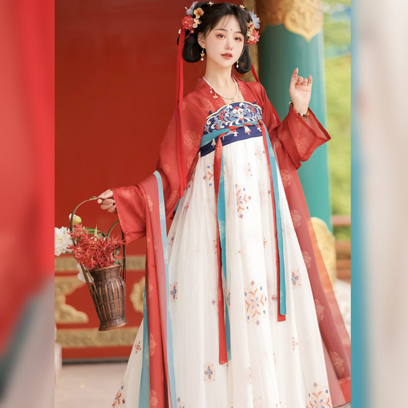 2025新款中国风绣花唐制齐胸襦裙汉服女日常改良成人穿春夏套装