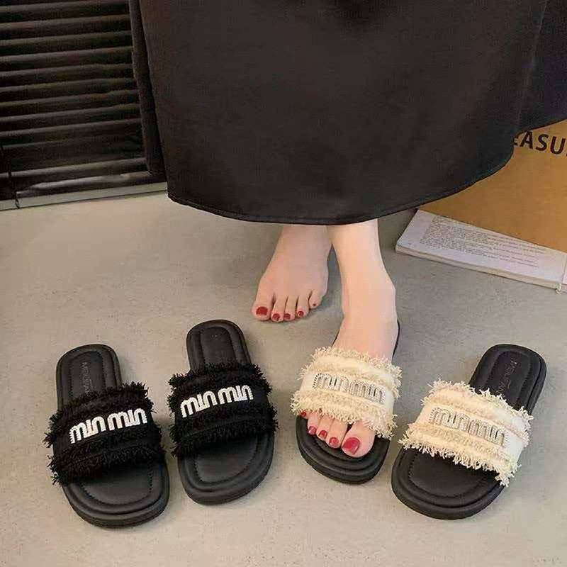 法式人字拖女外穿2026新款春一脚蹬网红时尚水钻一字平底沙滩凉拖,女鞋,包头拖,淘宝优惠券,粉丝福利购,淘宝优惠卷