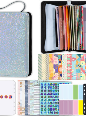 A6 PU Leather Budget Binder Planner with Zipper Pockets Cash