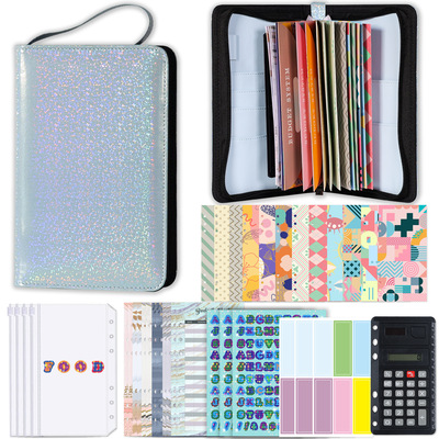 A6 PU Leather Budget Binder Planner with Zipper Pockets Cash