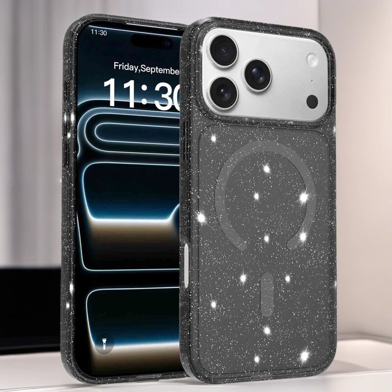 适用苹果17ProMax潮女星空闪粉手机壳iPhone16E磁吸magsafe单壳15Plus透明保护套Air软ip13/14/12手机套