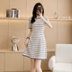 小香风撞色镂空短袖 名媛冰丝针织连衣裙女夏季 韩版 显瘦A字裙子