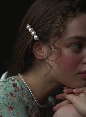 suu设计款 天然气质淡水珍珠手工绑线高亮四颗珍珠青蛙发夹碎发夹